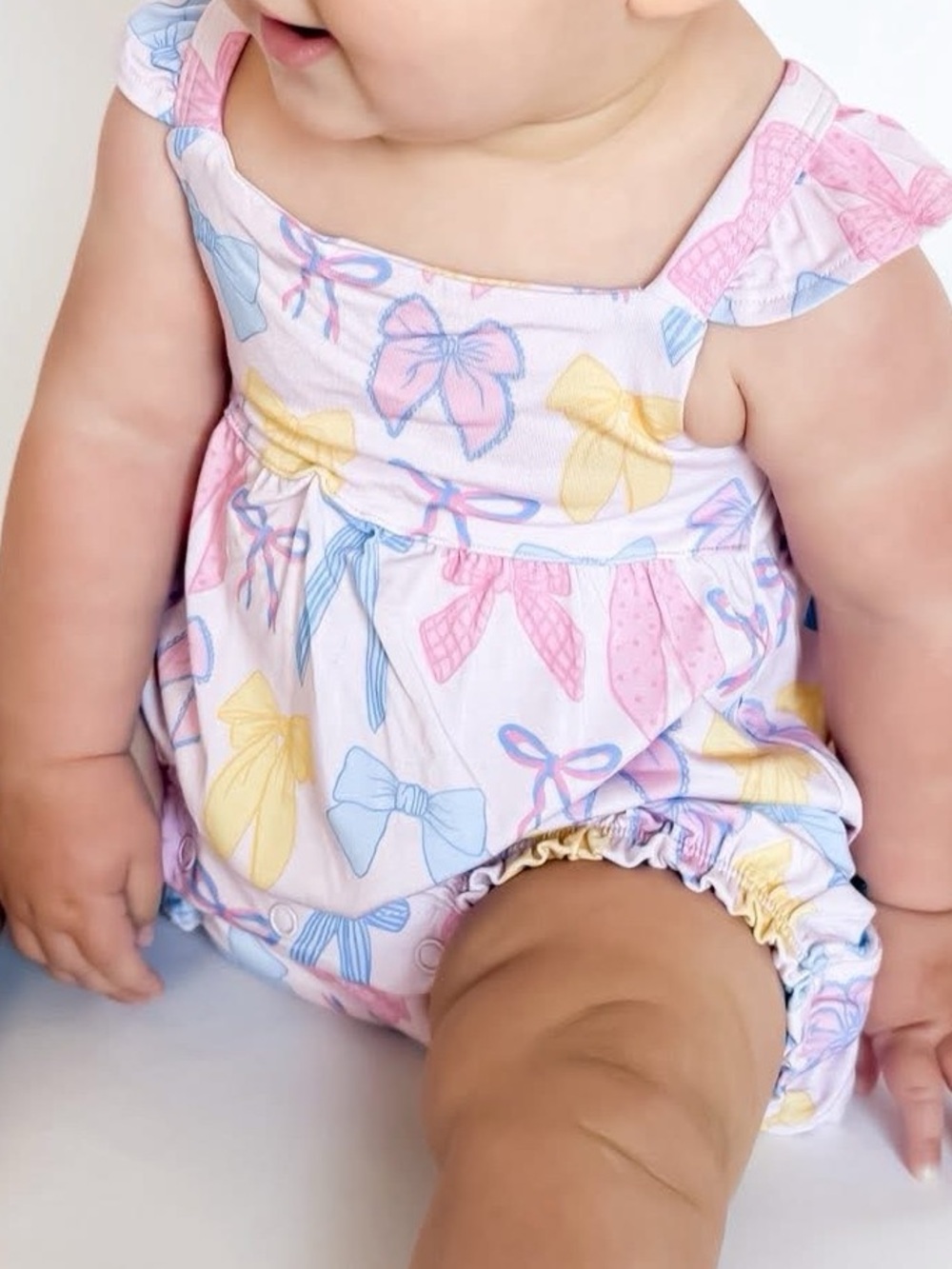 Blush Lotus Madelyn bow bubble romper size 18-24 months